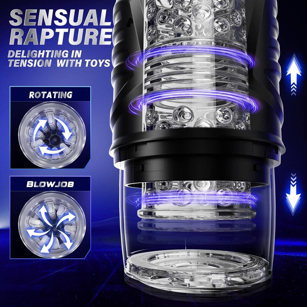 Black Warrior - Rotating Suction Masturbator - 3D Textured Sleeve
