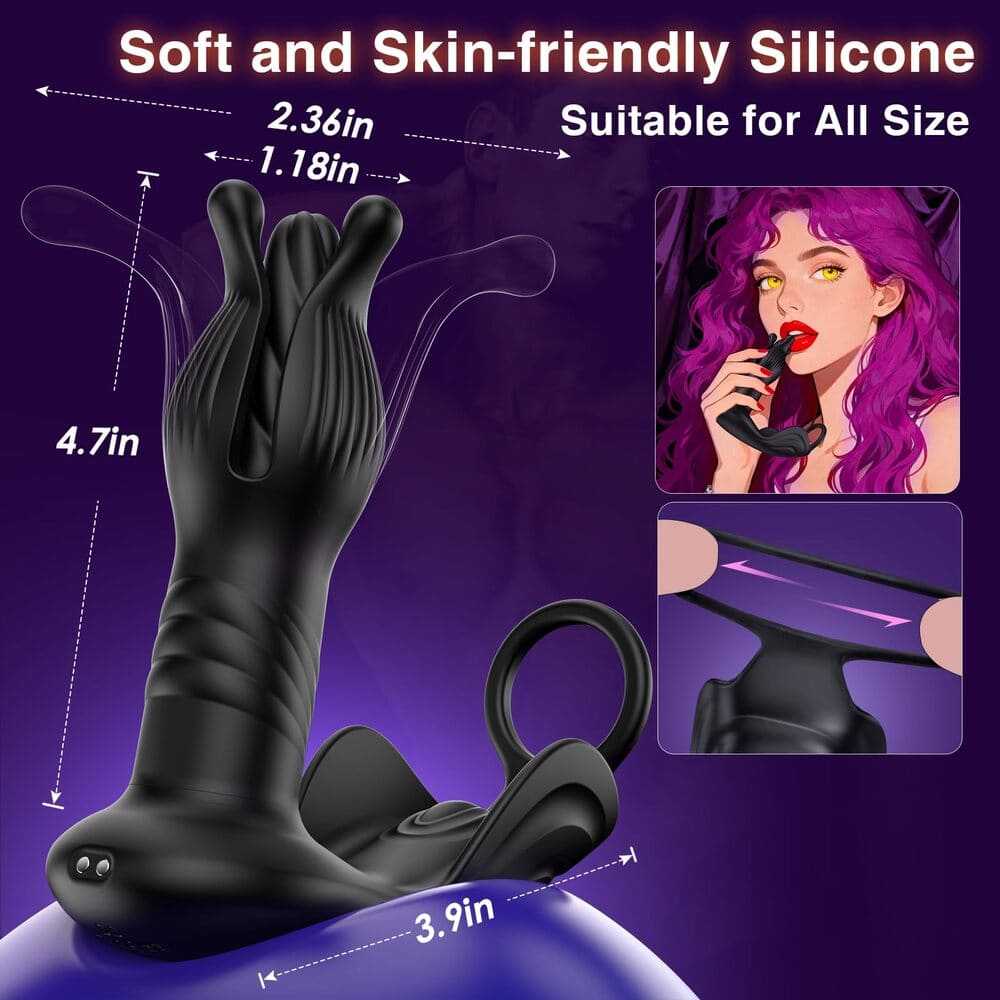 Hellflower II – Expanding Anal Vibrator with Cock Ring – Prostate & Perineum Massager