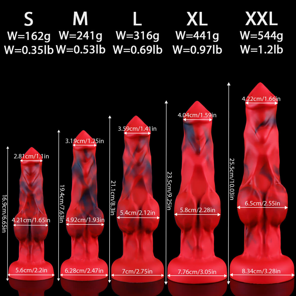 Lukan - Wolf Dildo - Knot Dildo - Dog Dildo - 5 Sizes