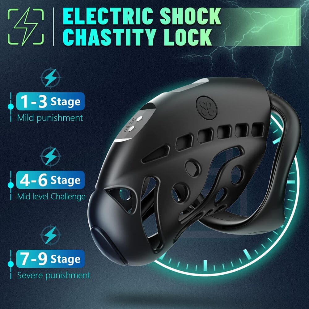 Nautilus - Remote Control Electric Shock Male Cock Cage Chastity Device