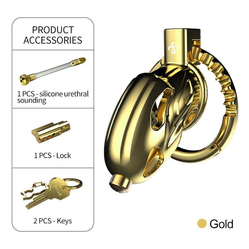 Dragon Guard - Deluxe Locking Chastity Cage with Urethral Sounding - Aluminum Alloy