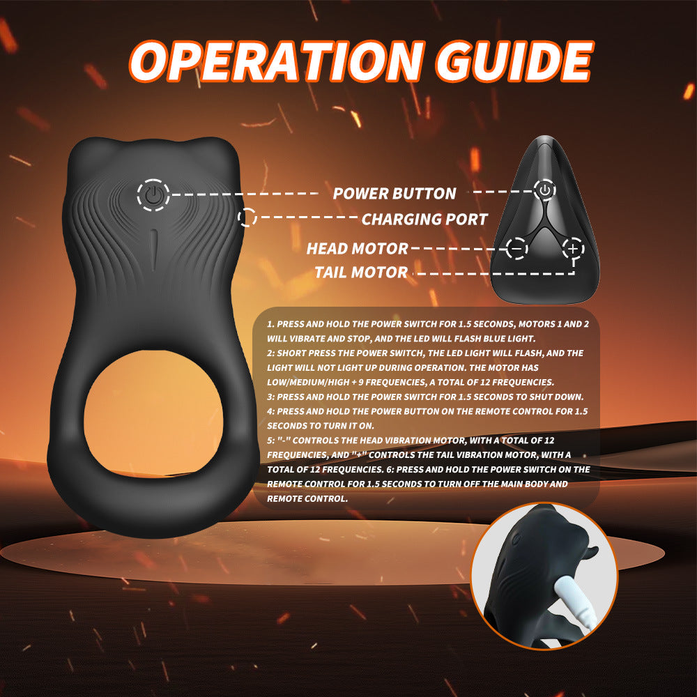 Bull Cock Ring - Vibrating Cock Ring - Double Penetration Cock and Ball Ring