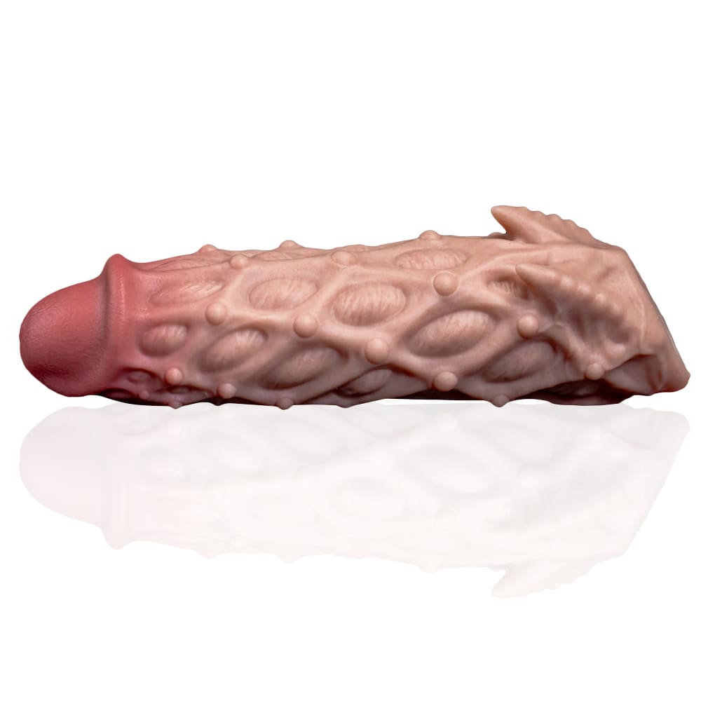 virgin sex toys Vibrating Penis Extender Condom with Texture main image 1