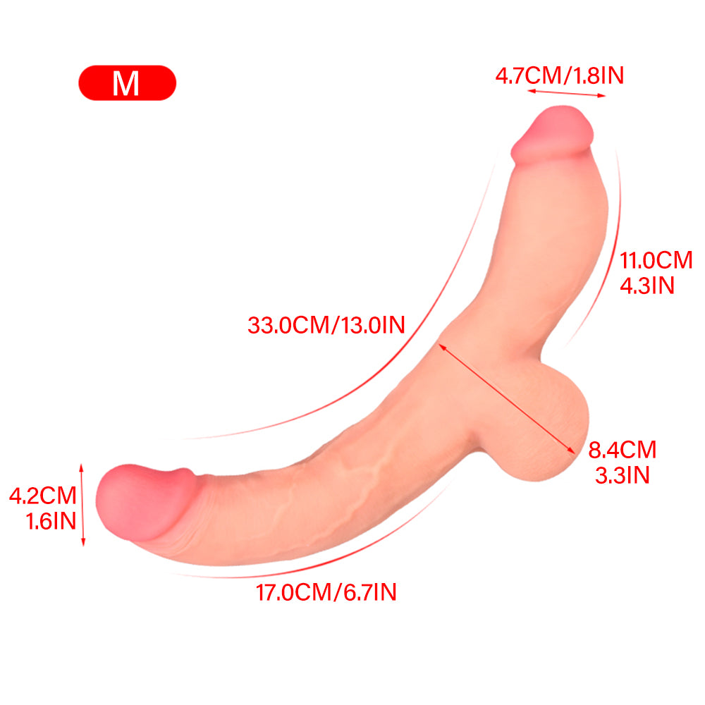 Realistic-Double-Ended-Dildo-Vaginal-Anal-Play-Flexible-For-Women-Lesbian-Couples-size-M