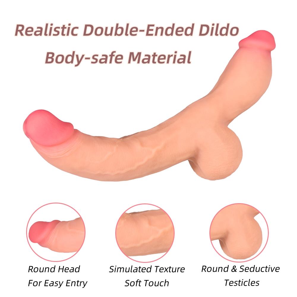 Doppelseitiger Dildo - Realistischer doppelseitiger Dildo - Lesbisches Squirt-Spielzeug Doppelseitiger Dildo - Realistischer doppelseitiger Dildo - Lesbisches Squirt-Spielzeug
