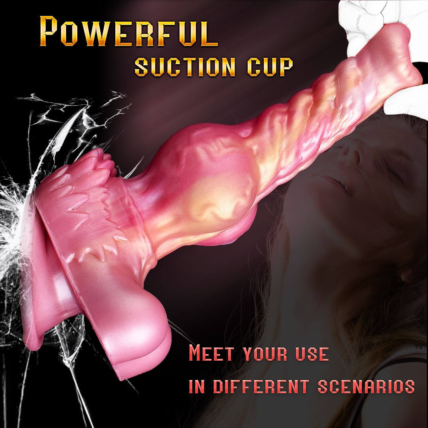 Crimson Dragon - 8.2 Inch Vibration & Thrusting Dragon Dildo - Knot Dildo