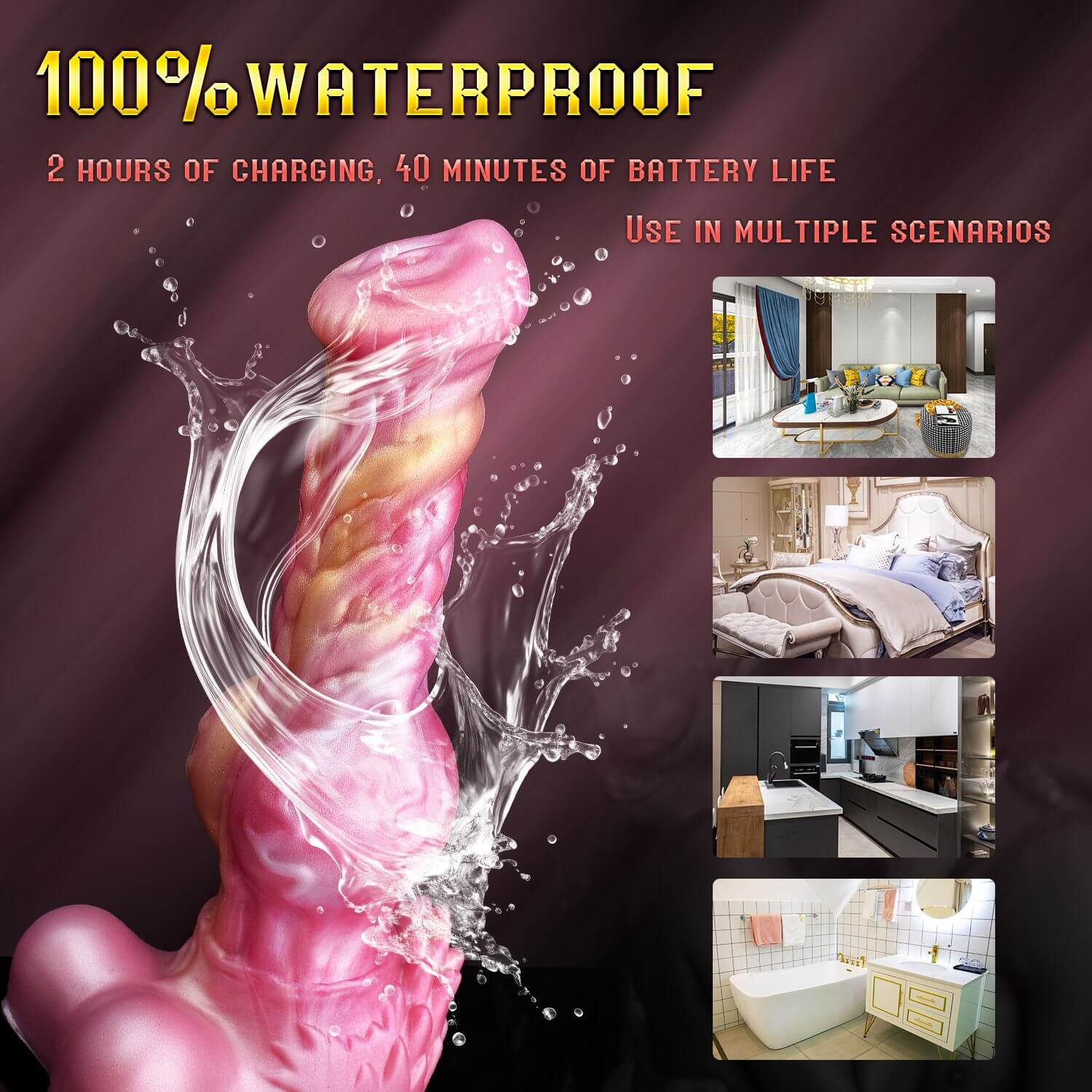 Crimson Dragon - 8.2 Inch Vibration & Thrusting Dragon Dildo - Knot Dildo