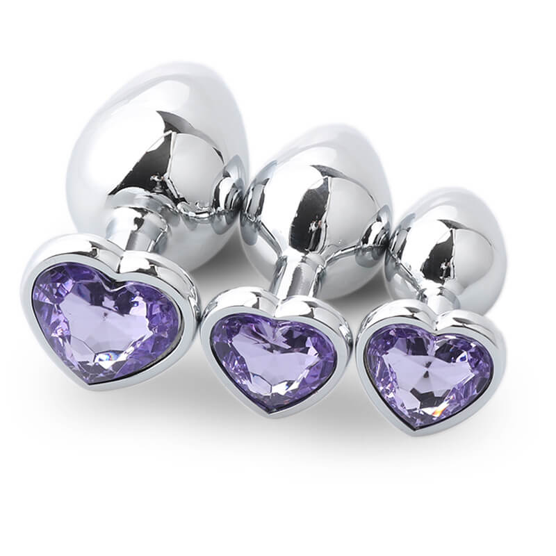 Heart Metal Anal Plug Set - Training Kit
