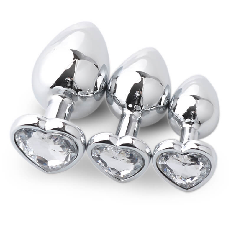 Heart Metal Anal Plug Set - Training Kit