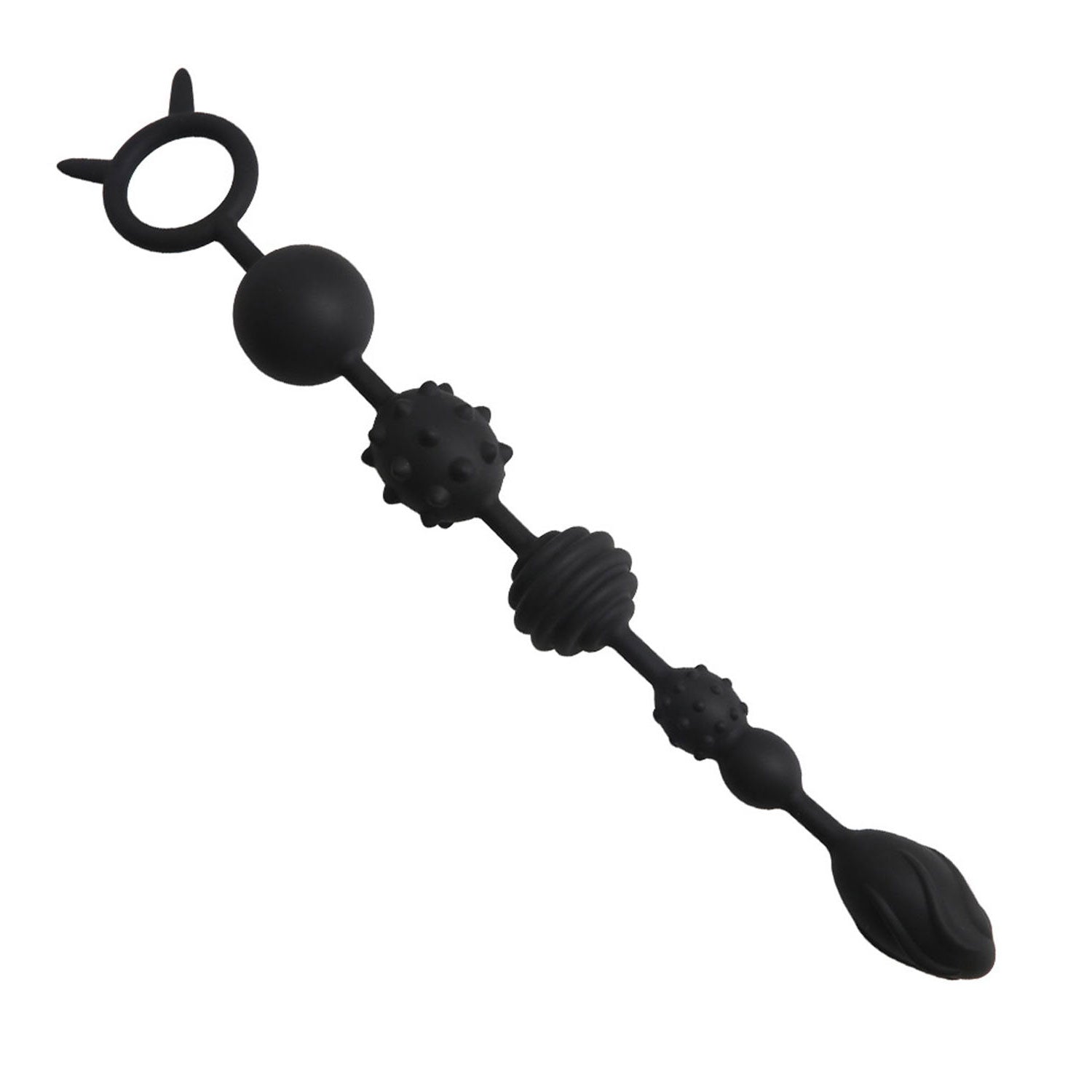Plug anal anal longue perle anale avec chaîne anale surélevée à pointes