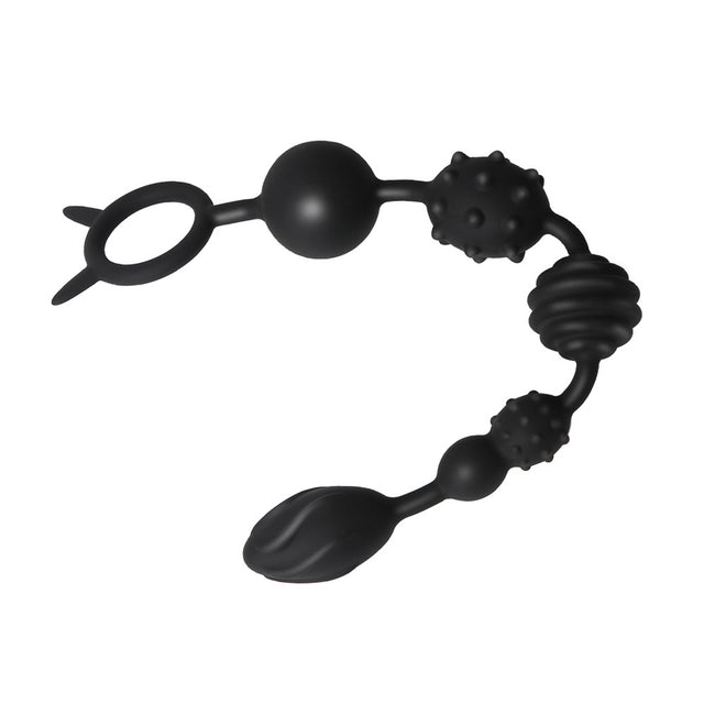 Perles anales en silicone - Entraîneur anal à 7 perles - Jouet anal à anneau de traction de sécurité
