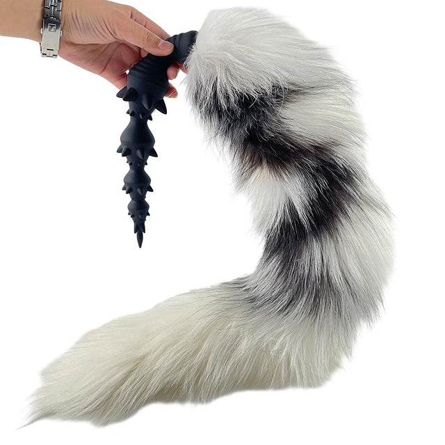 Wolf Anal Beads - 4 Anal Ball Bump Point Irritating Sex Toy - Wolf Tail Butt Plug