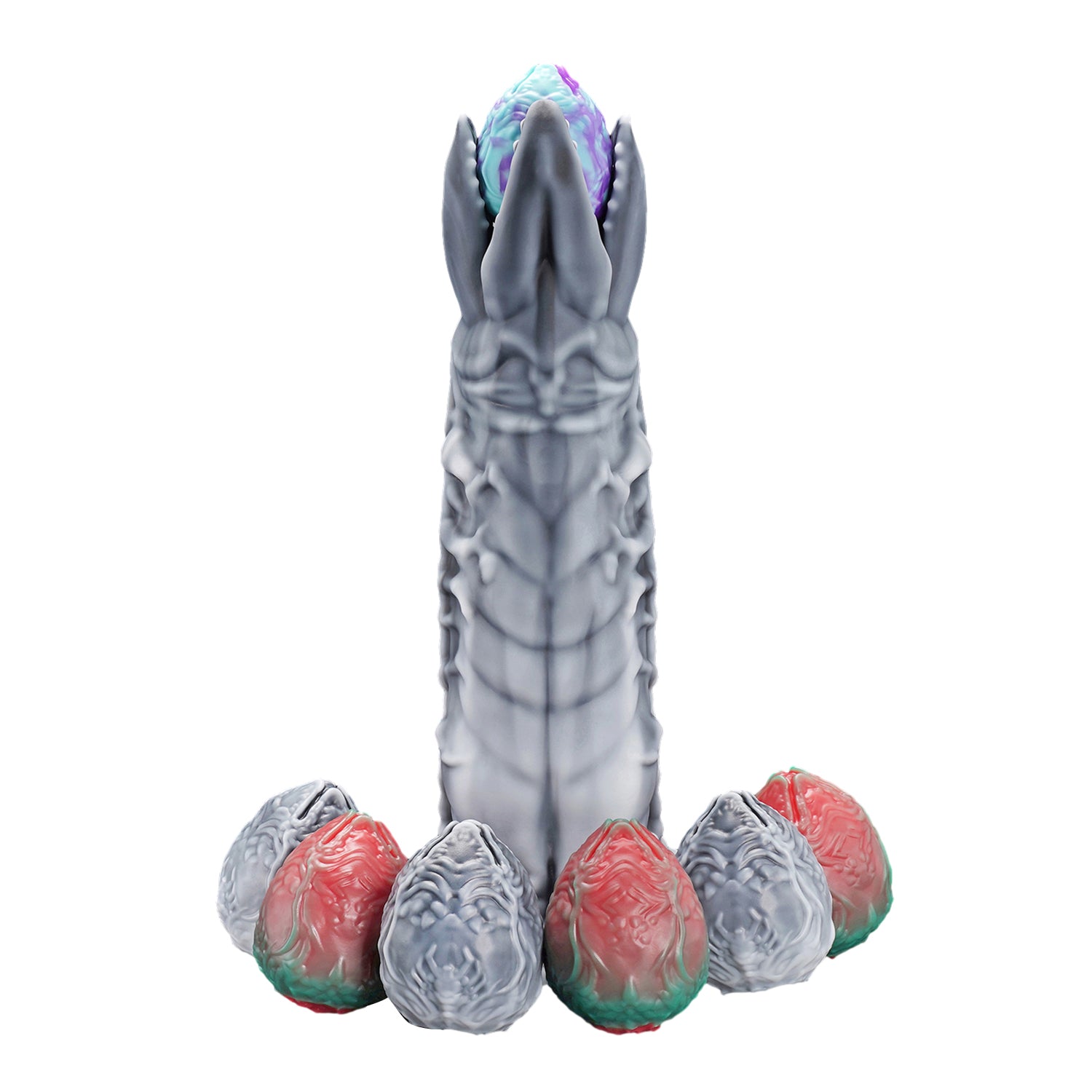 Nothosaurier ZERGER (mit 6 Kegel-Eiern servieren) – Alien Ovipositor-Dildo – Monster mit Zähnen Ovipositor-Dildo
