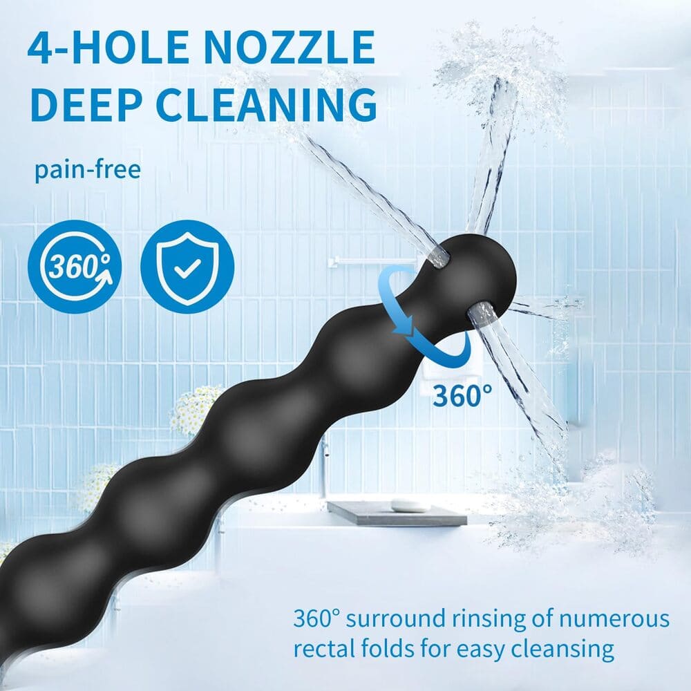 Beaded Anal Shower Wand - Enema Kit - 360° Deep Rinse