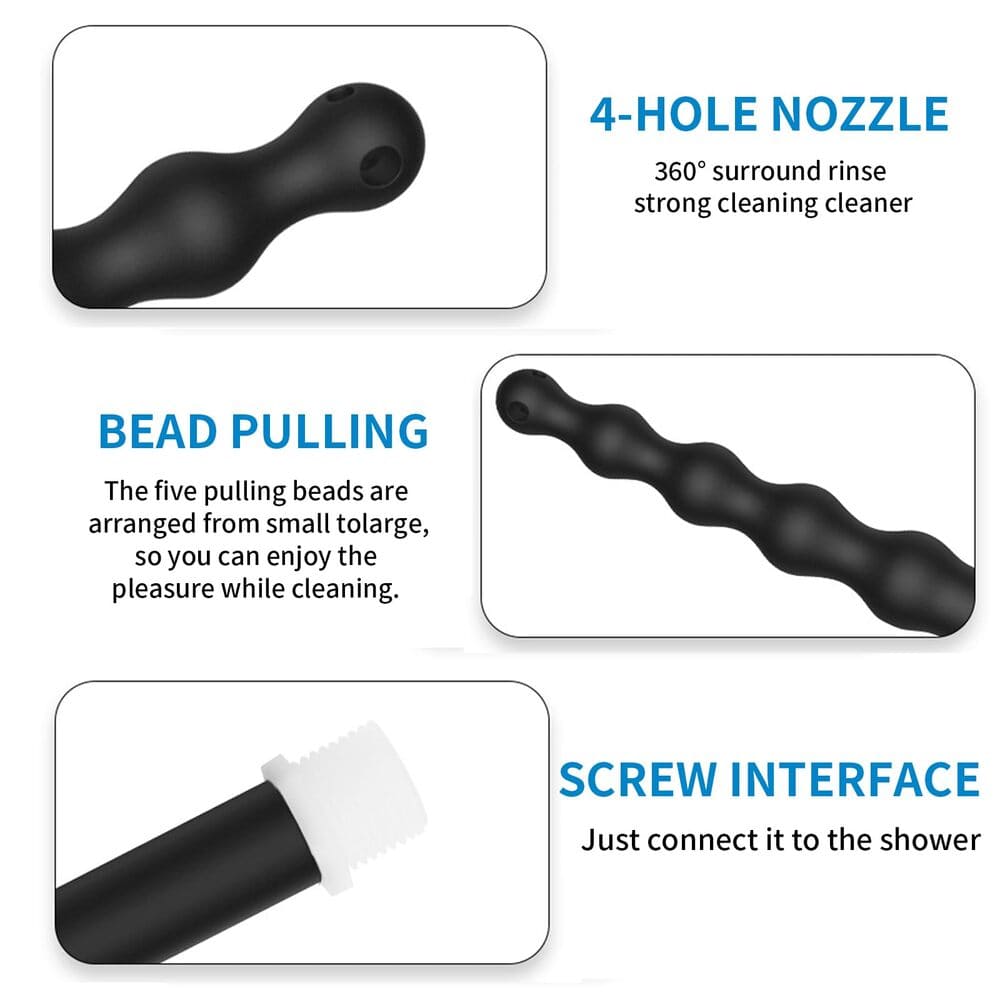 Beaded Anal Shower Wand - Enema Kit - 360° Deep Rinse