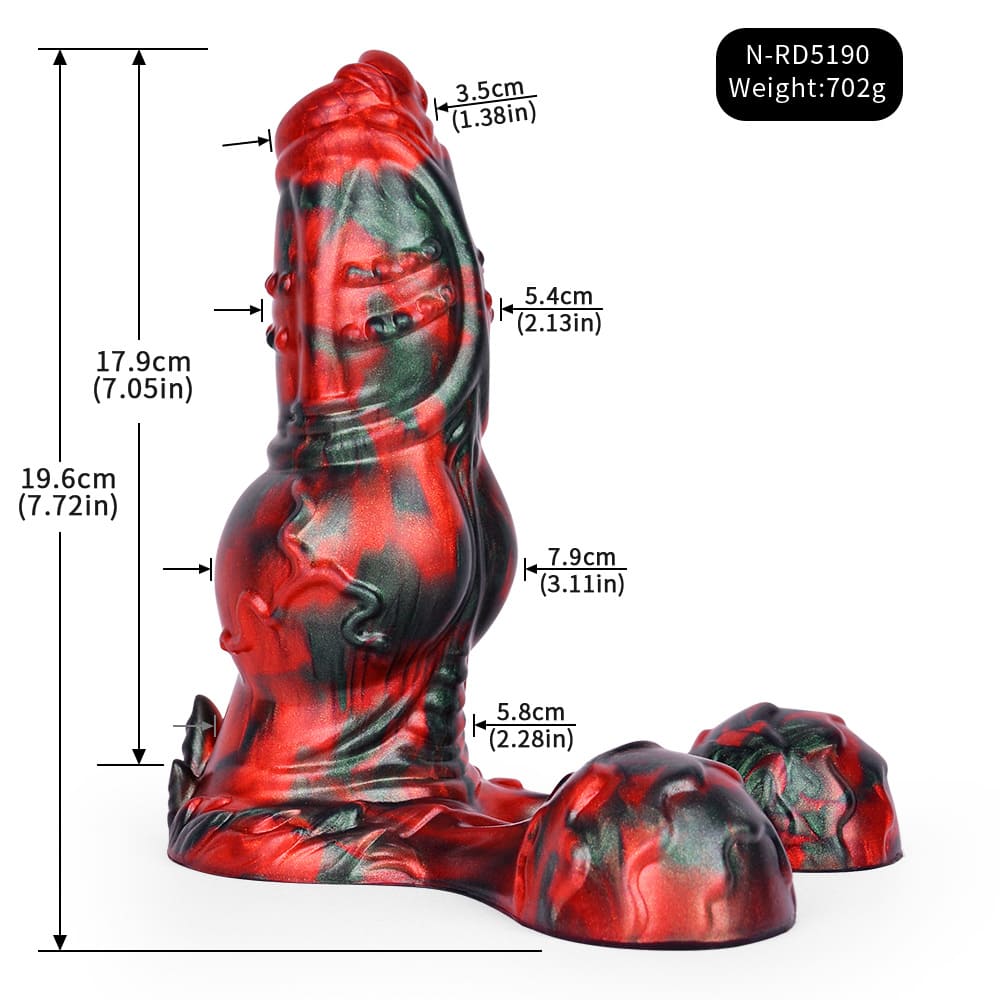 BlazeKnot - 7.7 Inch Silicone Fantasy Dildo – Dog Knot Dildo
