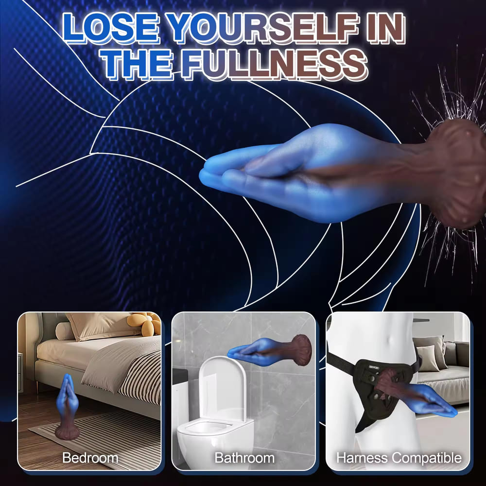 Mystique-8-2-Inch-Blue-Fist-Dildo-Silicone-Anal-Toy