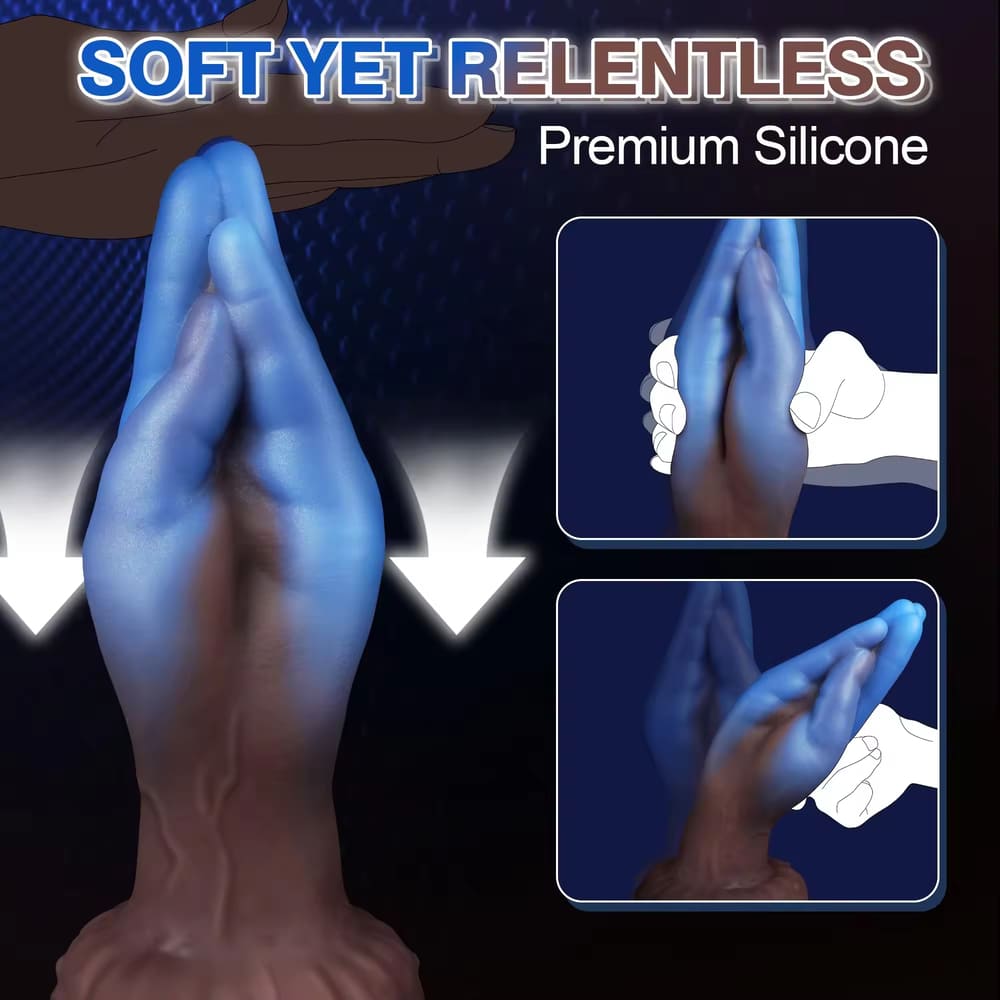 Mystique-8-2-Inch-Blue-Fist-Dildo-Silicone-Anal-Toy