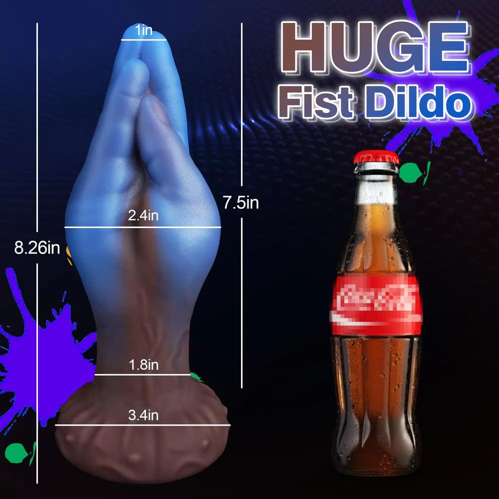 Mystique-8-2-Inch-Blue-Fist-Dildo-Silicone-Anal-Toy