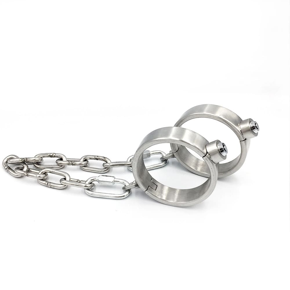 Omnia-Stainless-Steel-BDSM-Set-Locking-Collar-Handcuffs-Ankle-Shackles
