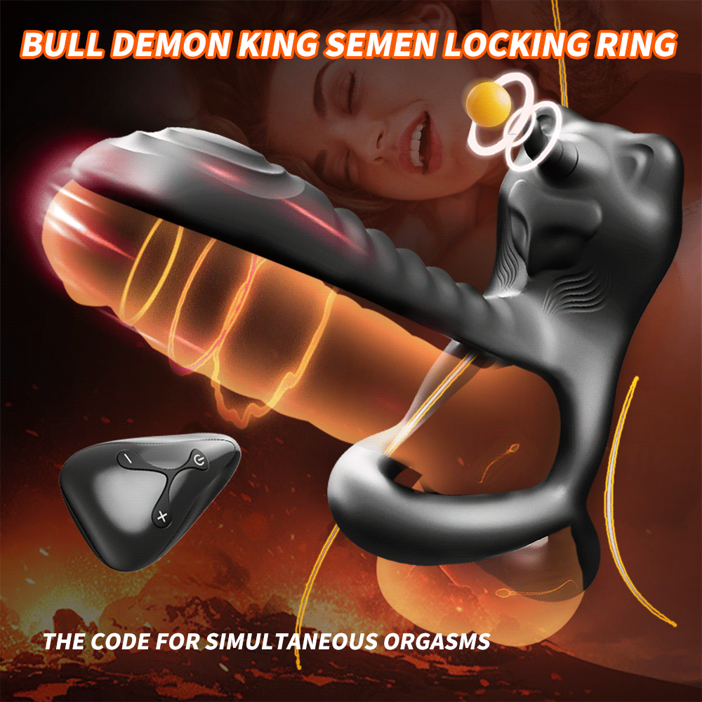 Bull Cock Ring - Double Penetration Cock And Ball Ring - 12 Vibration Modes