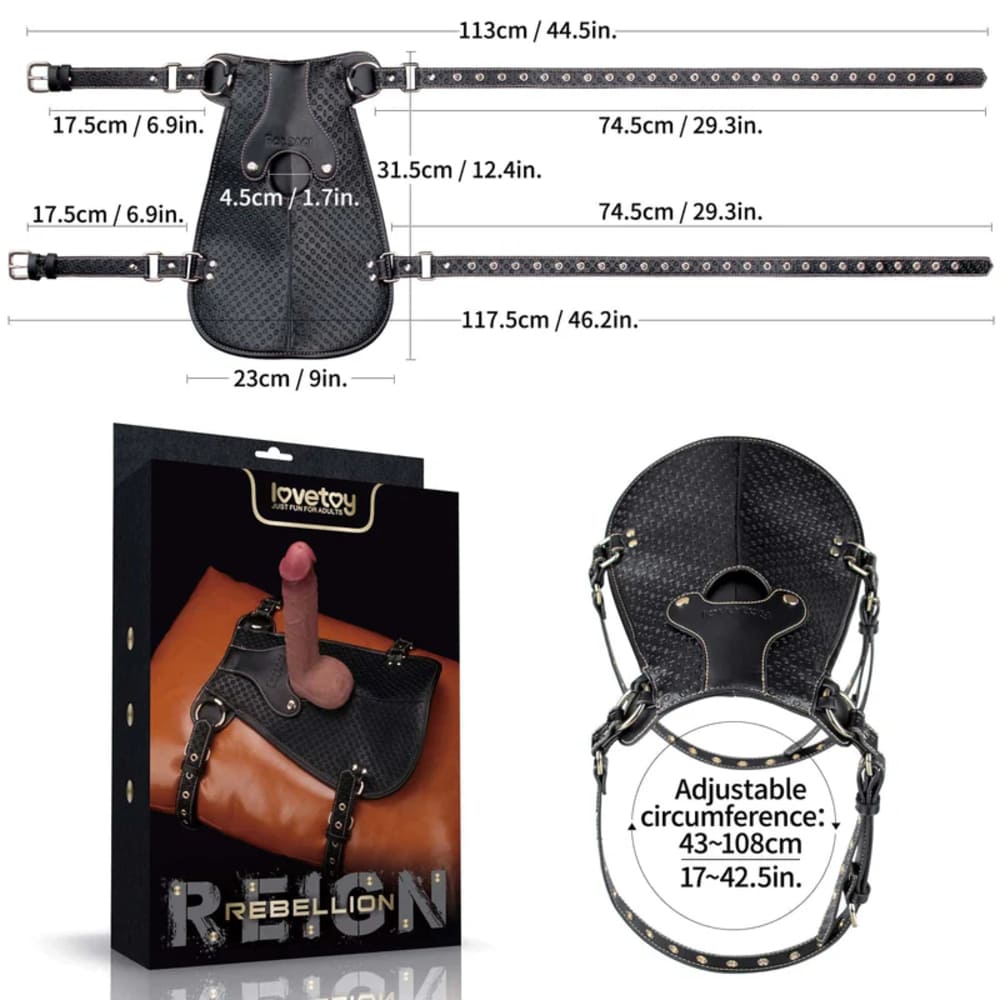 Rebellion Reign - Leather Strap On Harness & Versatile O-Ring Mount