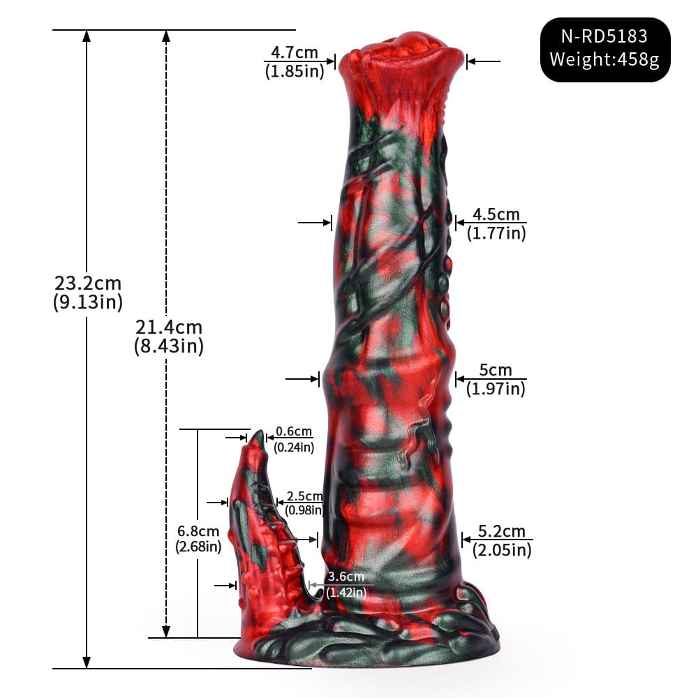 RedRavager – 9 Inch Fantasy Dildo – Horse Dildo with Tentacle Branch