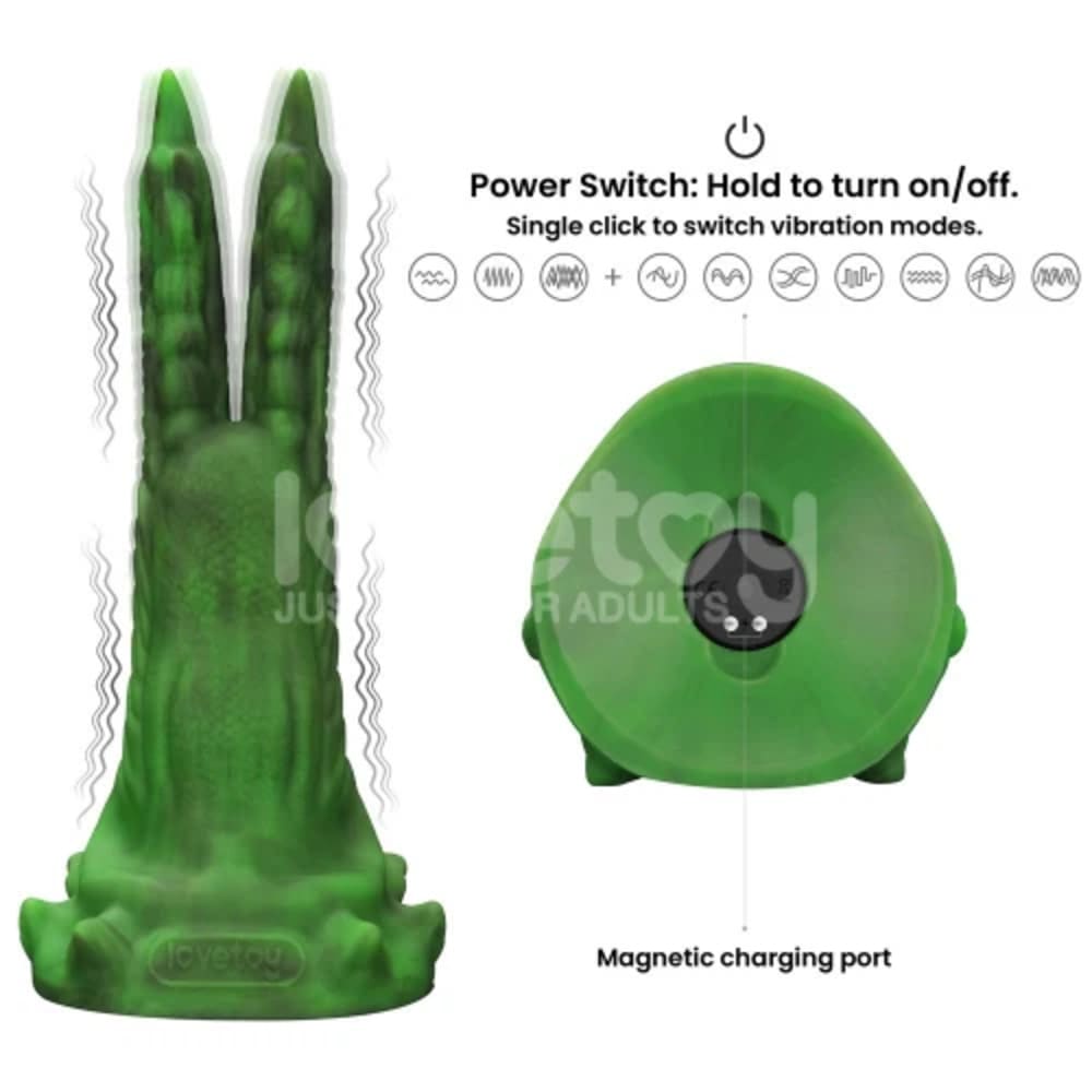 Savage Charm - Double Claw Vibrating Silicone Dildo - Fantasy Sex Toy