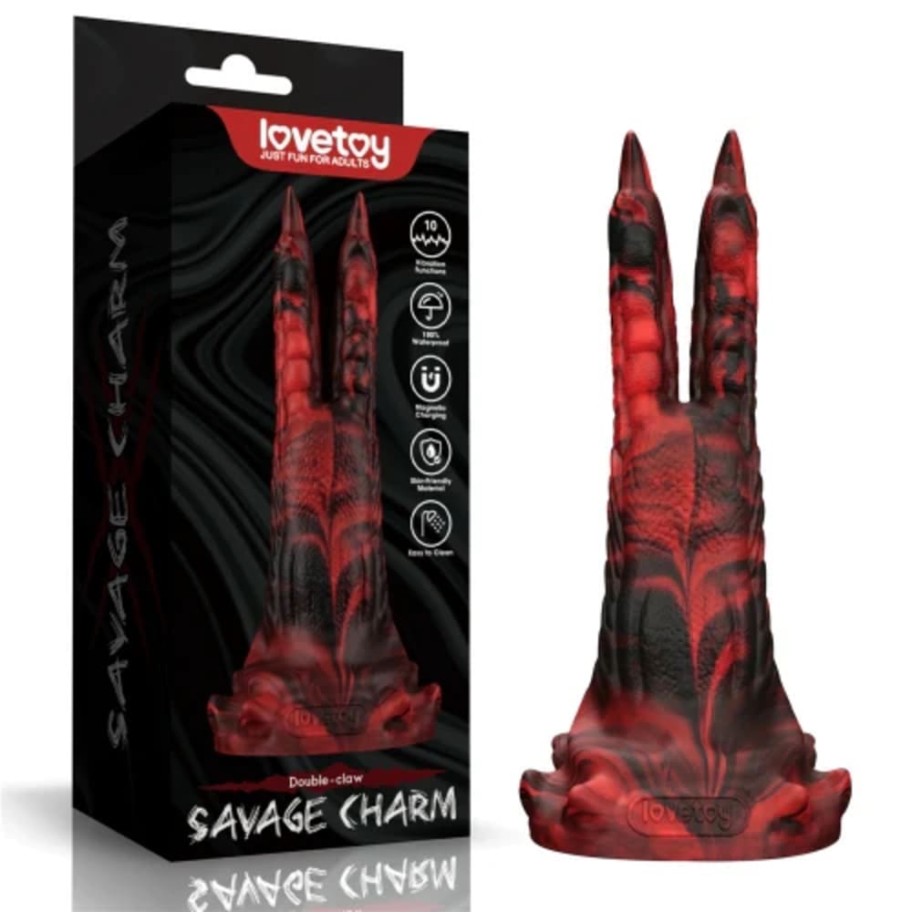 Savage Charm - Double Claw Vibrating Silicone Dildo - Fantasy Sex Toy