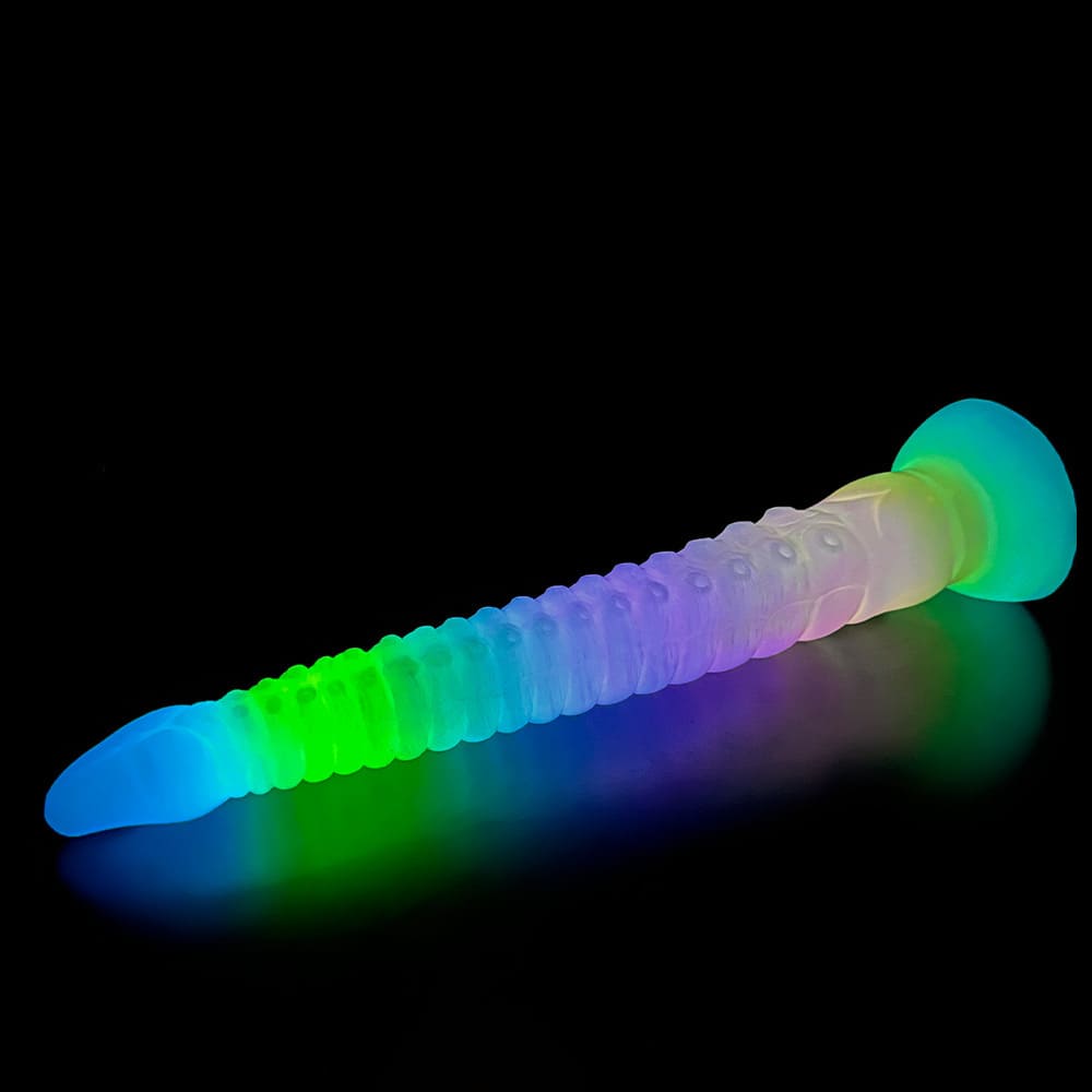 Velor-Silicone-Glow-in-the-Dark-Dildo-Vibrating-Long-Anal-Toy