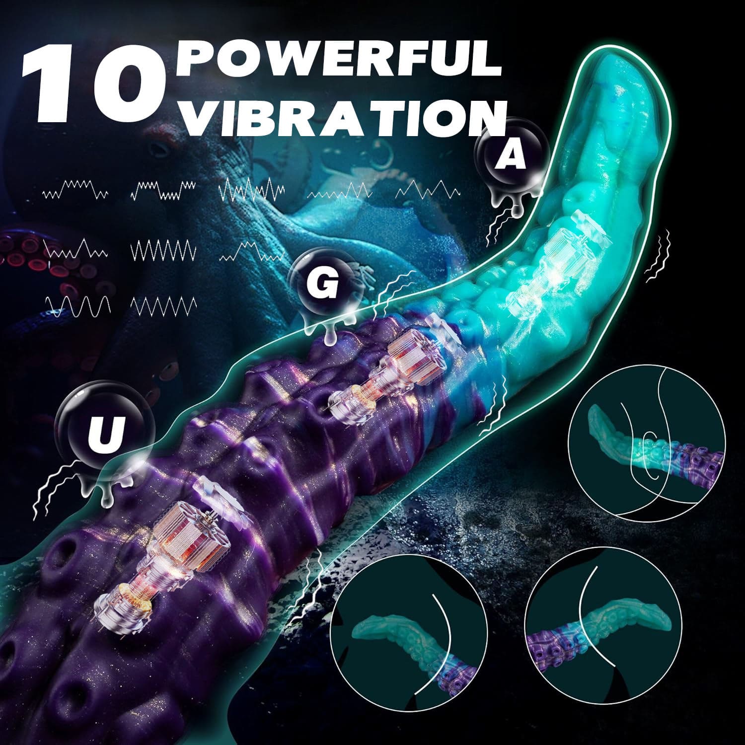 Poseidon - 13.7 Inch Tentacle Dildo - Vibrating Long Deep Dildo