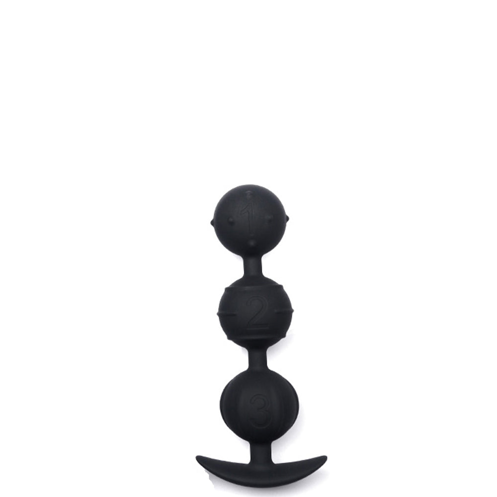 Liquid Silicone Anal Beads - 3 Bead with Tail - Anchor Base Anal Plug