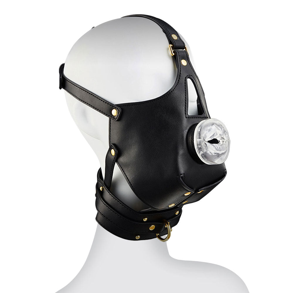 SM Leather Mask SM Leather Mask Head with Gag Conditioning Slave  Deep  Throat Perverted Bondage Chain Sex Toys